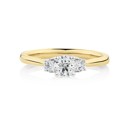 Southern Star 3 Stone Engagement Ring with 0.58 Carat TW of Diamonds in 14ct Yellow & Gold Southern Star 3 Stone Engagement Ring with 0.58 Carat TW of Diamonds in 14ct Yellow & Gold