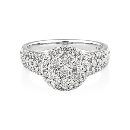Halo Ring with 1 Carat TW of Diamonds in 10ct White Gold Halo Ring with 1 Carat TW of Diamonds in 10ct White Gold