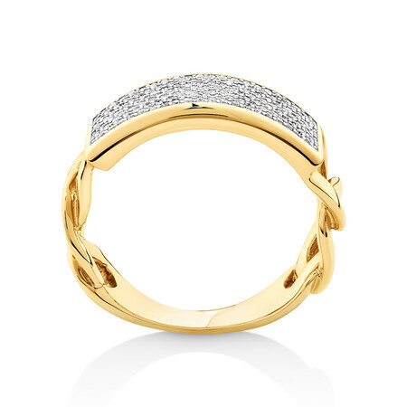 Pave Link Ring with 0.40 Carat TW of Diamonds in 10ct Yellow Gold Pave Link Ring with 0.40 Carat TW of Diamonds in 10ct Yellow Gold