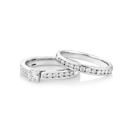 Bridal Set with 1.00 Carat TW of Diamonds in 14kt White Gold Bridal Set with 1.00 Carat TW of Diamonds in 14kt White Gold