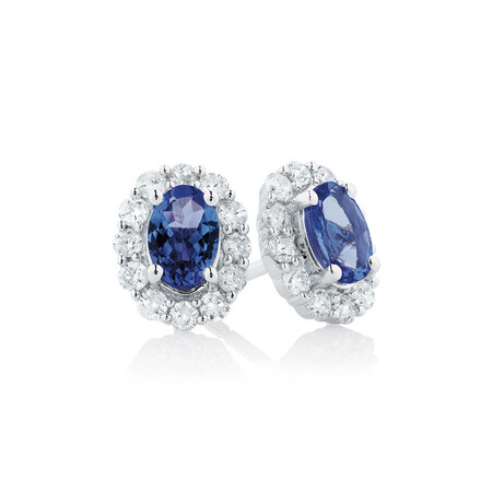 Stud Earrings with Tanzanite & 1/2 Carat TW of Diamonds in 10ct White Gold Stud Earrings with Tanzanite & 1/2 Carat TW of Diamonds in 10ct White Gold