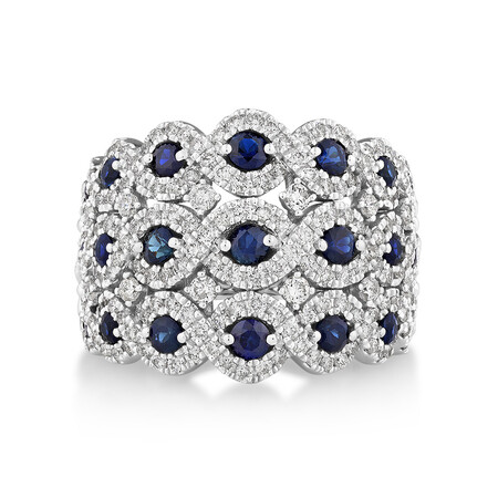 Ring with Sapphire & 1 1/4 Carat TW of Diamonds in 14kt White Gold Ring with Sapphire & 1 1/4 Carat TW of Diamonds in 14kt White Gold