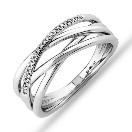 Crossover Wrap Ring with Diamonds in Sterling Silver Crossover Wrap Ring with Diamonds in Sterling Silver