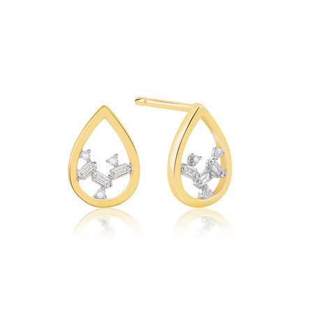 Pear Stud Earrings With Diamonds In 10ct Yellow Gold Pear Stud Earrings With Diamonds In 10ct Yellow Gold