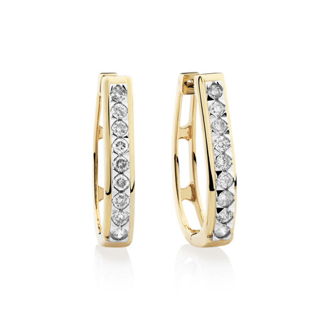 Huggie Earrings with 0.50 Carat TW of Diamonds in 10ct Yellow Gold Huggie Earrings with 0.50 Carat TW of Diamonds in 10ct Yellow Gold