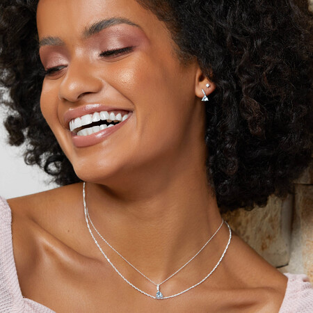 Pendant with Aquamarine & Diamonds in 10kt White Gold Pendant with Aquamarine & Diamonds in 10kt White Gold