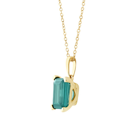 Pendant with Laboratory Created Emerald in 10kt Yellow Gold Pendant with Laboratory Created Emerald in 10kt Yellow Gold