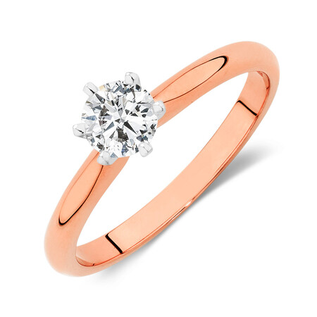 Certified Solitaire Engagement Ring with a 0.50 Carat TW Diamond in 18ct Rose and White Gold Certified Solitaire Engagement Ring with a 0.50 Carat TW Diamond in 18ct Rose and White Gold