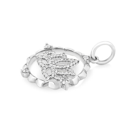 Lotus Motif Pendant with 0.15 Carat TW of Diamonds in Sterling Silver Lotus Motif Pendant with 0.15 Carat TW of Diamonds in Sterling Silver