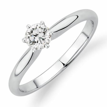 Certified Solitaire Engagement Ring with a 0.34 Carat TW Diamond in 18kt White Gold