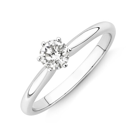Certified Solitaire Engagement Ring with a 0.34 Carat TW Diamond in 18kt White Gold Certified Solitaire Engagement Ring with a 0.34 Carat TW Diamond in 18kt White Gold