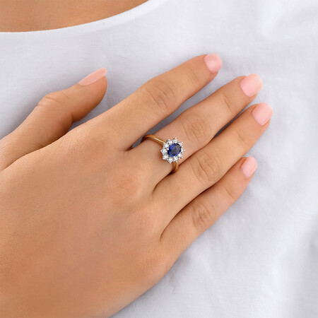 Ring with Sapphire & 1/2 Carat TW of Diamonds in 14kt Yellow & White Gold Ring with Sapphire & 1/2 Carat TW of Diamonds in 14kt Yellow & White Gold