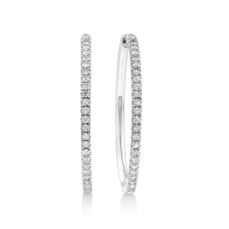 Pave Hoop Earrings with 0.60 Carat TW Diamonds in 10ct White Gold Pave Hoop Earrings with 0.60 Carat TW Diamonds in 10ct White Gold