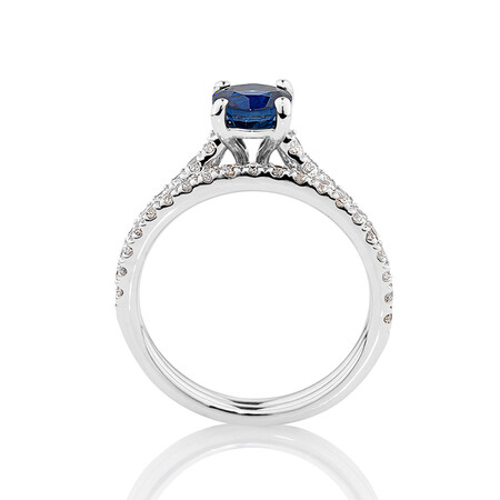 Bridal Set with 0.69 Carat TW of Diamonds & Sapphire in 14ct White Gold Bridal Set with 0.69 Carat TW of Diamonds & Sapphire in 14ct White Gold