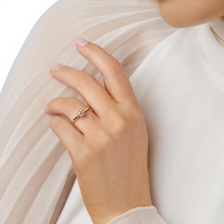 Solitaire Engagement Ring With a 1/2 Carat TW Diamond in 14ct Yellow & White Gold Solitaire Engagement Ring With a 1/2 Carat TW Diamond in 14ct Yellow & White Gold