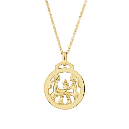 Gemini Zodiac Pendant with Chain in 10kt Yellow Gold Gemini Zodiac Pendant with Chain in 10kt Yellow Gold