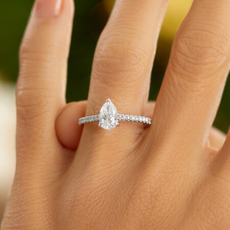 Pear Solitaire Engagement Ring with 1.12ct TW of Diamonds in 14ct White Gold Pear Solitaire Engagement Ring with 1.12ct TW of Diamonds in 14ct White Gold