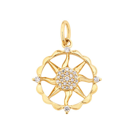 Sun Pendant with 0.11 Carat TW of Diamonds in 10kt Yellow Gold Sun Pendant with 0.11 Carat TW of Diamonds in 10kt Yellow Gold