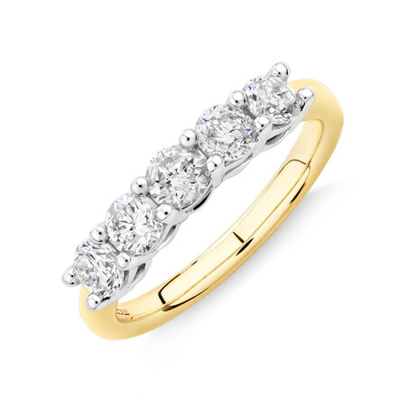 Evermore 5 Stone Wedding Band with 1 Carat TW of Diamonds in 14kt Yellow/White Gold Evermore 5 Stone Wedding Band with 1 Carat TW of Diamonds in 14kt Yellow/White Gold