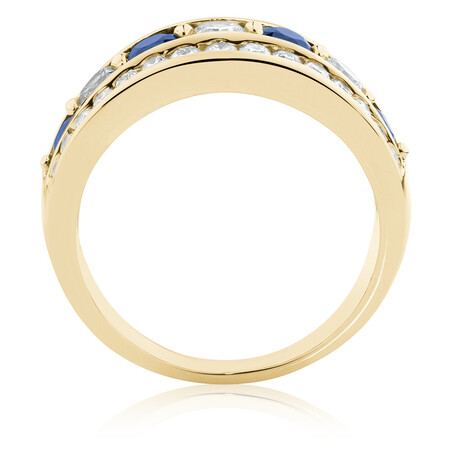 Ring with Natural Sapphire & 1 Carat TW of Diamonds in 14ct Yellow Gold Ring with Natural Sapphire & 1 Carat TW of Diamonds in 14ct Yellow Gold