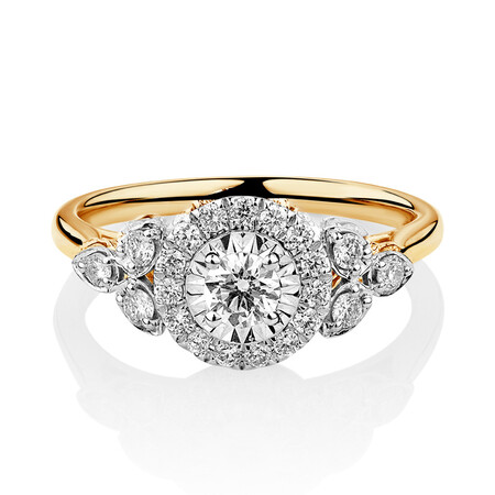 Evermore Engagement Ring with 0.50 Carat TW of Diamonds in 10ct Yellow & White Gold Evermore Engagement Ring with 0.50 Carat TW of Diamonds in 10ct Yellow & White Gold