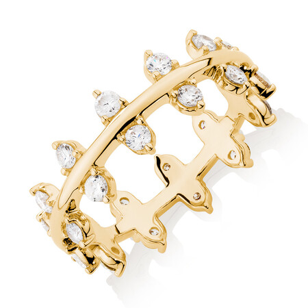 Double Zipper Ring with 0.82 Carat TW of Diamonds in 10ct Yellow Gold Double Zipper Ring with 0.82 Carat TW of Diamonds in 10ct Yellow Gold