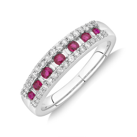 Ring with Ruby & 0.29 Carat TW of Diamonds in 10kt White Gold Ring with Ruby & 0.29 Carat TW of Diamonds in 10kt White Gold