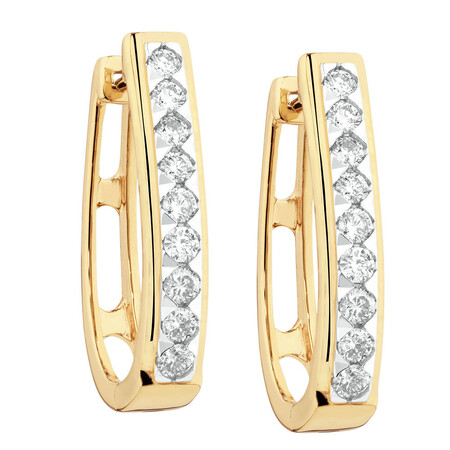 Huggie Earrings with 1/2 Carat TW of Diamonds in 10ct Yellow Gold Huggie Earrings with 1/2 Carat TW of Diamonds in 10ct Yellow Gold