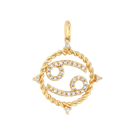 Cancer Zodiac Pendant with 0.20 Carat TW of Diamonds in 10ct Yellow Gold Cancer Zodiac Pendant with 0.20 Carat TW of Diamonds in 10ct Yellow Gold