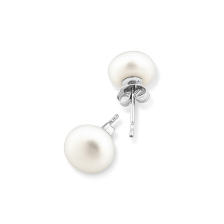 Stud Earrings with 9mm Button Cultured Freshwater Pearls in Sterling Silver Stud Earrings with 9mm Button Cultured Freshwater Pearls in Sterling Silver