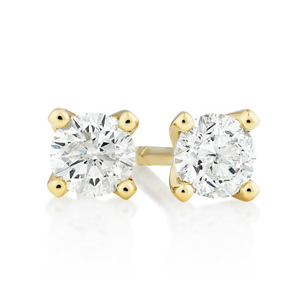 Solitaire Earrings with 0.25 Carat TW of Diamonds in 10ct Yellow Gold