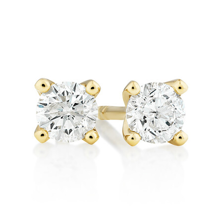 Solitaire Earrings with 0.25 Carat TW of Diamonds in 10ct Yellow Gold Solitaire Earrings with 0.25 Carat TW of Diamonds in 10ct Yellow Gold