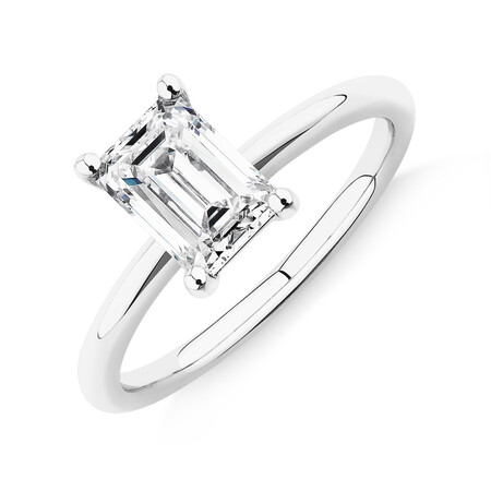 1.25 Carat Emerald Cut Laboratory-Created Diamond Ring In 14kt White Gold 1.25 Carat Emerald Cut Laboratory-Created Diamond Ring In 14kt White Gold