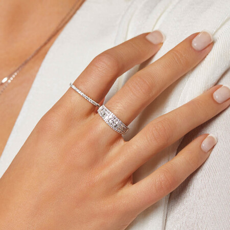 Multi Row Ring with 0.50 Carat TW Diamond in 10ct Yellow Gold Multi Row Ring with 0.50 Carat TW Diamond in 10ct Yellow Gold