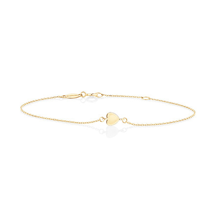 Minimal Heart Bracelet In 10ct Yellow Gold Minimal Heart Bracelet In 10ct Yellow Gold