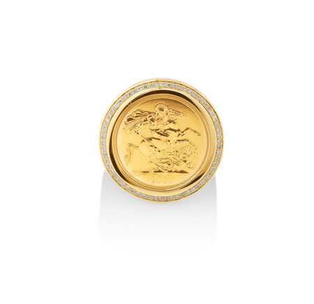 Sovereign Coin Ring with 0.30 Carat TW of Diamonds in 10ct & 22ct Yellow Gold Sovereign Coin Ring with 0.30 Carat TW of Diamonds in 10ct & 22ct Yellow Gold