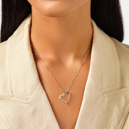 Open Heart Pendant With Cubic Zirconia In Sterling Silver Open Heart Pendant With Cubic Zirconia In Sterling Silver