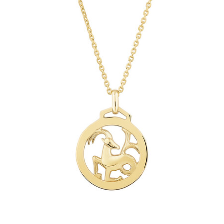 Capricorn Zodiac Pendant with Chain in 10ct Yellow Gold Capricorn Zodiac Pendant with Chain in 10ct Yellow Gold