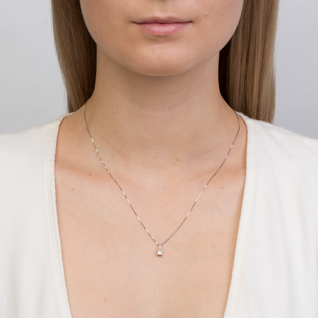 Solitaire Pendant with a 1/4 Carat Diamond in 14kt White Gold Solitaire Pendant with a 1/4 Carat Diamond in 14kt White Gold
