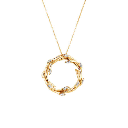 Medium Willow Pendant with Diamonds in 10kt Yellow Gold Medium Willow Pendant with Diamonds in 10kt Yellow Gold