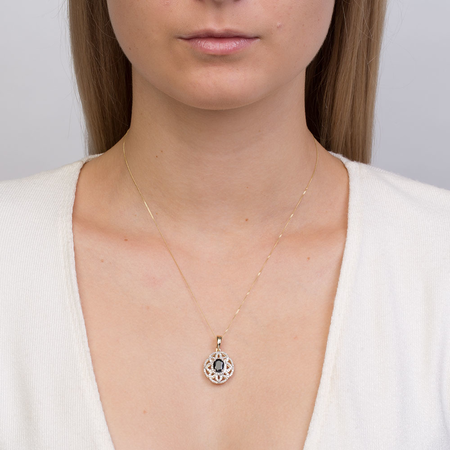 Enhancer Pendant with Sapphire & 0.50 Carat TW of Diamonds in 10kt Yellow Gold/Rhodium Enhancer Pendant with Sapphire & 0.50 Carat TW of Diamonds in 10kt Yellow Gold/Rhodium