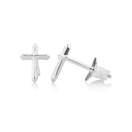 Cross Stud Earrings In Sterling Silver Cross Stud Earrings In Sterling Silver