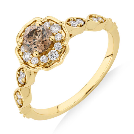 Evermore Engagement Ring with 0.75 Carat TW of Brown & White Diamonds in 14ct Yellow Gold Evermore Engagement Ring with 0.75 Carat TW of Brown & White Diamonds in 14ct Yellow Gold