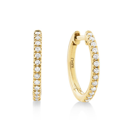 Pave Hoops with 0.15 Carat TW of Diamonds in 10kt Yellow Gold Pave Hoops with 0.15 Carat TW of Diamonds in 10kt Yellow Gold