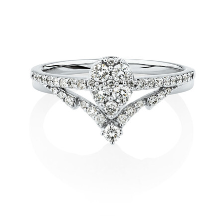 Engagement Ring With 0.45 Carat TW of Diamonds In 10ct White Gold Engagement Ring With 0.45 Carat TW of Diamonds In 10ct White Gold