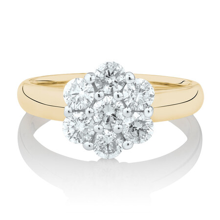 Engagement Ring with 1 Carat TW of Diamonds in 14ct Yellow & White Gold Engagement Ring with 1 Carat TW of Diamonds in 14ct Yellow & White Gold