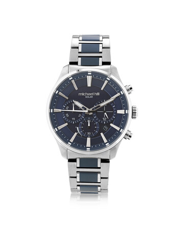 Solar Powered Men's Watch with Blue Tone in Stainless Steel Solar Powered Men's Watch with Blue Tone in Stainless Steel