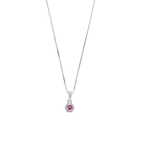 Circle Pendant with Pink Cubic Zirconia in Sterling Silver Circle Pendant with Pink Cubic Zirconia in Sterling Silver
