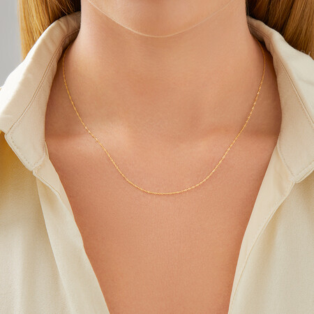 45cm (18") Hollow Singapore Chain in 10kt Yellow Gold 45cm (18") Hollow Singapore Chain in 10kt Yellow Gold