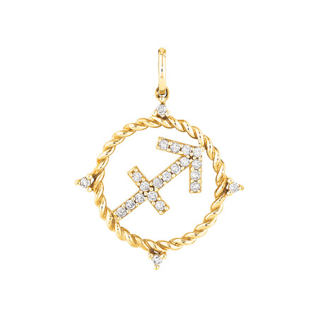 Sagittarius Zodiac Pendant with 0.15 Carat TW of Diamonds in 10kt Yellow Gold Sagittarius Zodiac Pendant with 0.15 Carat TW of Diamonds in 10kt Yellow Gold